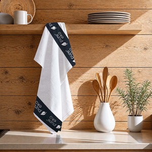 Serviette de cuisine 100% coton rayée avec motif jacquard, serviette de cuisine écologique de forme rectangulaire en Inde - Product Image 1