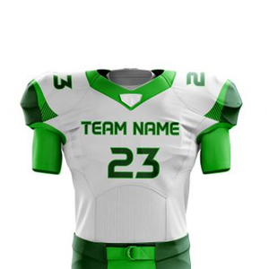 Maillot de football américain personnalisé pour homme, blanc et vert, sublimé, col en V, manches courtes, anti-humidité, ensemble uniforme ajusté - Product Image 3