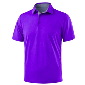 Polo à manches courtes bleu clair uni pour homme, décontracté, respirant, en coton tricoté, coupe classique - Product Image 2