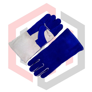 Gants de soudage en cuir bleu, résistants aux déchirures, ignifuges, anti-chaleur, anti-coupures, 14 pouces, sans silicone, pour soudeurs, travaux de barbecue, TIG MIG - Product Image 5