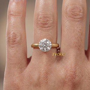 Luxury Brilliant Cut Lab Grown Zircon Engagement <b>Ring</b> 925 Silver VVS1 Clarity 2.0 Carat Claw Setting Matte Finish <b>Domed</b> Band - Product Image 5