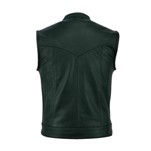 Chaleco de Cuero Casual Profesional de Diseño Personalizado, Transpirable, Resistente al Viento, Anti-UV, Ecológico, de Cuero Vacuno para Hombre, Invierno - Product Image 5