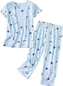 ชุดนอนผู้หญิง 2 ชิ้น ผ้าฝ้ายเนื้อนุ่มพิมพ์ลายคุณภาพสูง น้ำหนักเบา ทรงคลาสสิก สวมใส่สบาย สีสันตามสั่ง - Product Image 2