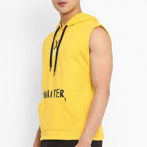 Wholesale Men Sleeveless Winter <b>Workout</b> Sports <b>Hoodies</b> 100% Cotton Fitness Gym High Quality Custom Pullover Hoodie - Product Image 3