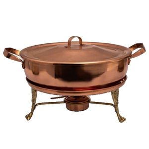 Moderna cacerola de cobre martillado y acero inoxidable con doble pared aislada, a gas, ecológica, con tapa para buffet - Product Image 1