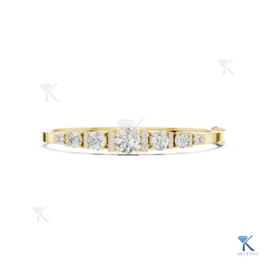 Lab Grown Diamond Graduated Stone <b>Bangle</b> 14K <b>Solid</b> <b>Gold</b> Fine Unisex Luxury Jewelry Party Gift Manufacturer Wholesale Supplier - Product Image 1