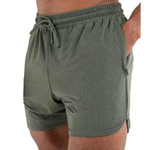 Shorts en maille pour hommes avec logo personnalisé, taille élastique, 5 pouces, double couche, vêtements de sport pour hommes - Product Image 2
