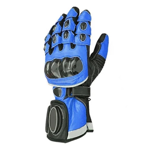 Blue Carbon Fiber Motorcycle Racing <b>Gloves</b> with Hard Knuckle Protection for Men & Women - Product Image 2