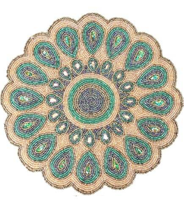 Premium Quality Glass Beads Vintage Design Solid Color Eco-Friendly Durable Handmade Beaded Table <b>Mat</b> for Home Banquet Wedding - Product Image 2