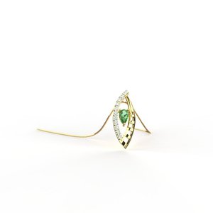 Yellow Gold Diamond Pendant With Pear Cut Green Gemstone Luxury Women's Jewelry Everyday Wear - Product Image 3