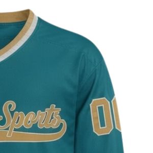 Maillot de hockey sur glace sublimé bleu sarcelle pour homme, col en V, rayé, en polyester, pour l'entraînement et les performances sportives en équipe - Product Image 4