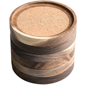 Acacia Wood Frame with Natural <b>Cork</b> Insert wooden coasters and <b>trivets</b> OEM Custom Wholesale | Aqdus Saleem India - Product Image 2