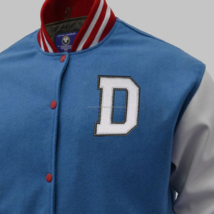 Vestes universitaires intelligentes de haute qualité pour hommes vêtements d'hiver avec col montant manches en cuir de corps en laine véritable traitement enduit - Product Image 6