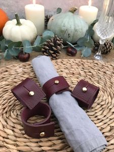 Brown Cowhide Leather Napkin <b>Ring</b> Handmade Rustic Dining Table Decoration Restaurant Banquet Holder Accessory - Product Image 6