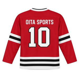 Red Black Sublimation Ice Hockey Jersey Long Sleeve Sports Team Uniform Training Shirt Outdoor Competition Wear <b>Athletic</b> Hock - Product Image 2