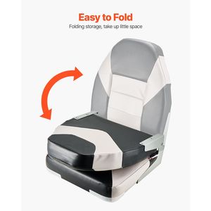 Sedile Pieghevole per Barca da Pesca con Schienale Alto, Cuscino in Spugna Ispessita, Pelle PVC Impermeabile, Lega di Alluminio per Yacht - Product Image 5