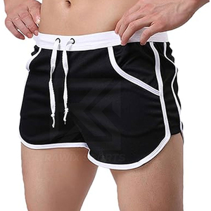 Shorts de bain décontractés noirs pour hommes avec cordon de serrage à taille mi-haute, séchage rapide, respirants, écologiques, tricotés 100 % polyester - Product Image 5