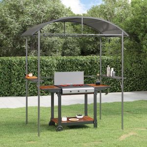 Antracita 86,6 "x 45,3" x 90,6 "Gazebo de acero para barbacoa con estantes laterales Toldo y pérgola - Product Image 1