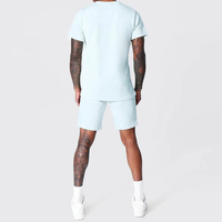 Conjunto de Camiseta y Pantalones Cortos de Verano para Hombre, Tejido de Alta Calidad, 100% Algodón, Cuello Redondo, Transpirable, Secado Rápido, Corte Relajado, Sin Costuras