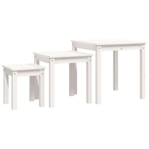 Mesa Nido de Madera de Pino Sólido Blanca, Diseño Apilable Pequeño para Muebles de Sala de Estar - Product Image 2