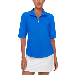 Custom Logo <b>Women's</b> Golf Clothing Solid Quarter-<b>Zip</b> Short Sleeve Breathable Mesh Fabric Quick Dry Performance Athletic <b>Top</b> - Product Image 3