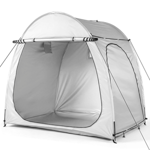 Light Gray 6.8x4.9FT Arched Bicycle <b>Storage</b> Shed 210D PU Silver Coated Oxford Black Fiberglass Rod Frame Front Side Dual <b>Camping</b> - Product Image 3