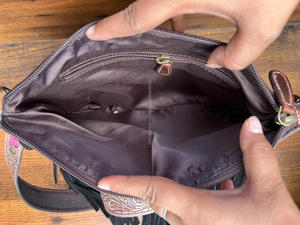 Bolso Bandolera de Cuero con Flecos y Diseño Floral Occidental, Bolso de Hombro de Cuero Genuino con Flecos, Bolsos de Mano para Mujer - Product Image 6