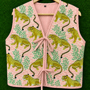 Chaleco Reversible Acolchado 100% Algodón Puro para Mujer, Estampado Floral, Sin Mangas, Hecho a Mano, con Lazos Delanteros, Chaqueta Ligera - Product Image 6