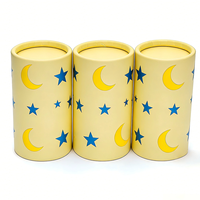 Emballage en tube de papier rose personnalisable avec impression lune et étoiles, boîte cadeau cylindrique écologique pour lotion et cosmétiques