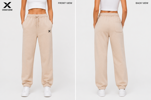 Pantalon de jogging en molleton et tissu éponge pour femme, avec cordon de serrage et poches latérales, coupe décontractée, poids moyen, tricoté, pour l'automne, OEM ODM - Product Image 3