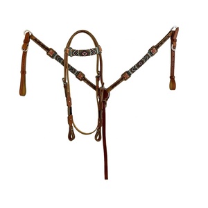 Por encargo 100% de cuero de vaca con cuentas del oeste Headstall & Breast Collar Set Fabricante al por mayor - Product Image 4