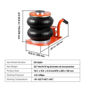 Martinetto Pneumatico Compatto da 3 Tonnellate/6600 Libbre 3-8S con 6 Tubi in Acciaio per Sollevamento Facile in Spazi Ristretti - Product Image 3