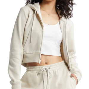 Sweat-shirt à capuche zippé pour femme, coupe ajustée, manches longues, mélange de coton, veste décontractée pour le streetwear et le quotidien - Product Image 1