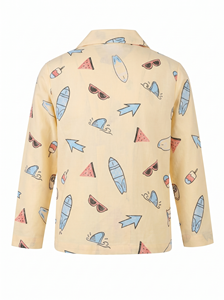 เสื้อเชิ้ตพิมพ์ลาย ปกคอพับ ติดกระดุมด้านหน้า แขนสามส่วน เสื้อลำลองสำหรับเด็กทารกและเด็กเล็ก ใส่ได้ทั้งเด็กชายและเด็กหญิง เหมาะสำหรับฤดูร้อน ผลิตจากผ้าทอ - Product Image 4