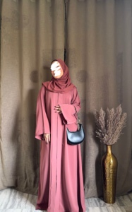 Wholesale Beaded <b>Sequined</b> Solid Eid Ramadan Daily V Neck Lightweight Breathable Polyester Floor Length Long Sleeve Abaya - Product Image 4