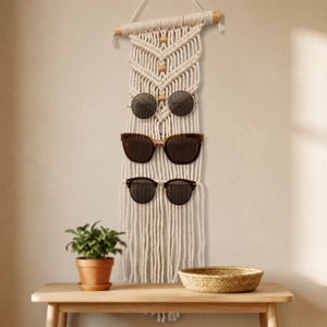 Tapiz de Pared de Macramé de Algodón Natural, Tapiz Tejido Estilo Boho, Soporte para Gafas de Sol Hecho a Mano, Servicios OEM/ODM - Product Image 1