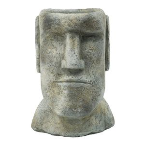 Easter Island Cement Planter 5x5.5x9" for <b>Flower</b> <b>Displays</b> - Product Image 2