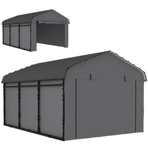 Abri de voiture en métal gris foncé, protection solaire et contre la pluie pour garages, auvents et abris de voiture - Product Image 5