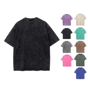 เสื้อยืดโอเวอร์ไซส์ผู้ชาย ผ้าคอตตอน 100% ล้างสีแบบแอซิด แขนสั้น คอกลม สีพื้น เรียบง่าย สไตล์สตรีทแวร์ ระบายอากาศได้ดี รับสกรีนลายตามสั่ง - Product Image 1