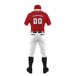Custom <b>Red</b> White Baseball Uniform <b>Men's</b> Short Sleeve Jersey Team Name Number Print Breathable Polyester All Seasons Apparel - Product Image 2