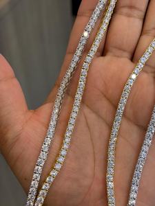 Chaîne tennis en argent avec moissanite VVS, collier diamant rond, plaqué rhodium, bijoux hip-hop - Product Image 3