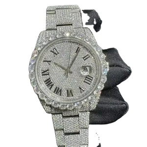 นาฬิกาข้อมือผู้ชายคุณภาพสูง ระบบอัตโนมัติ หรูหรา ประดับเพชรแท้และมอยส์ซาไนต์ สายหนัง เครื่อง ETA กระจกแซฟไฟร์ พร้อมเข็มนาฬิกา - Product Image 1