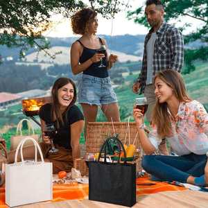 Jute Shopping <b>Bag</b> <b>Medium</b> <b>Size</b> Top Handle Reusable Grocery Tote Natural Color - Product Image 4