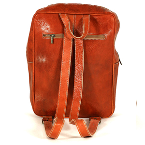 Biyadina Premium Sac à dos pour homme en cuir rouge véritable fait à la main Fermeture à glissière classique Élégance intemporelle Style tendance - Product Image 2