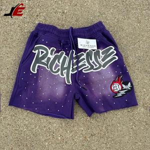 2025 Summer Men's Casual Streetwear <b>Shorts</b> 100% Acid Washed Cotton Loose Fit with Embroidered <b>Technics</b> - Product Image 4