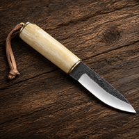 Couteau de chasse Yakut fait main, forgé à la main, lame en acier à haute teneur en carbone avec manche en os, étui en cuir véritable, bushcraft