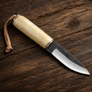 Custom Handmade Yakut Hunting <b>Knife</b> Hand Forged High Carbon Steel Blade with <b>Bone</b> <b>Handle</b> Genuine Leather Sheath Bushcraft - Product Image 5