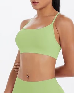 <b>Open</b> Back Gym Wear Ladies <b>Bra</b> Underwear Double Cross Strap Exercise Clothing Athleisure <b>Bra</b> Top Private Label Gear - Product Image 1
