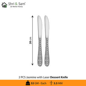 5 cuchillos de cena de acero inoxidable cortados con láser de jazmín - Product Image 3