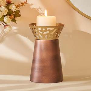 Portavelas de metal y madera, decoración clásica hecha a mano para mesa del hogar, centro de mesa rústico, regalo para sala de estar, comedor, dormitorio - Product Image 6